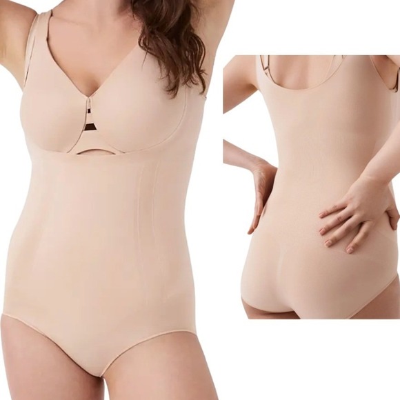 SPANX Other - Spanx Womens SPANXsculpt OnCore Open-Bust Mid-Thigh Bodysuit Nude Beige Womens